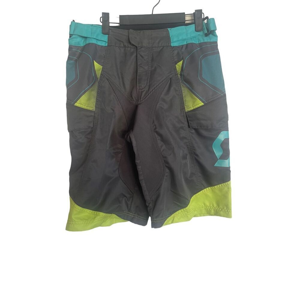 Scott Mens Multicolor Zippered Adjustable Waist Sports Cycling Shorts Medium